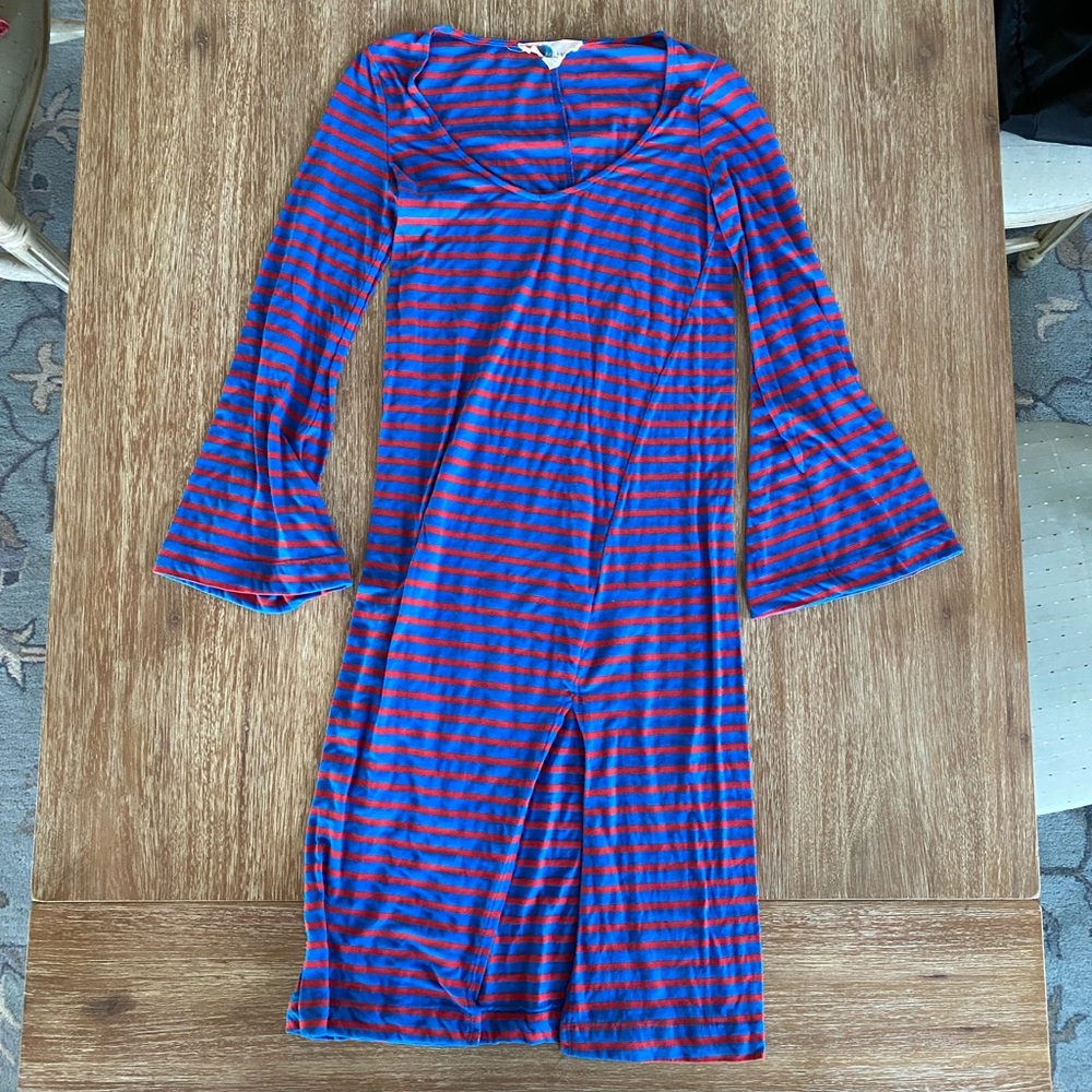 Free People Beach La Jolla Red & Blue Striped Midi Dress Size Medium